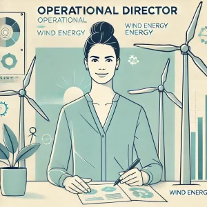 DALL·E 2025-02-10 16.40.31 - A simple, clean illustration for a job vacancy of an operational director at a wind energy cooperative. The image features a professional-looking woma