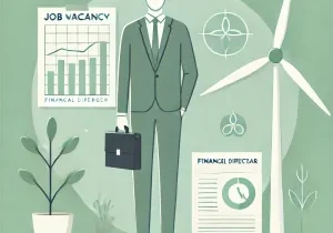 DALL·E 2025-02-10 16.32.38 - A simple, clean illustration for a job vacancy of a financial director at a wind energy cooperative. The image features a professional-looking person